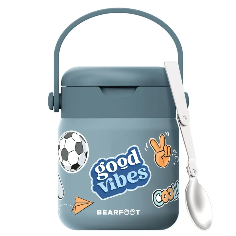 BEARFOOT Mattermos 500 ml – Blå „Stickers“