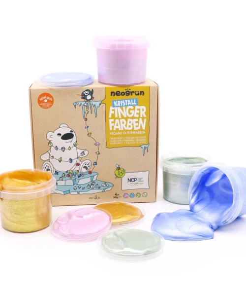 Sett med 4 krystallfingermalinger «Mika» – Organiske glitrende farger